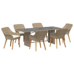Conjunto de Comedor de 7 Piezas Beige Rattan H