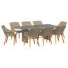 Conjunto de Comedor de Jardín de 9 Piezas Beige de Ratán Sintético 2