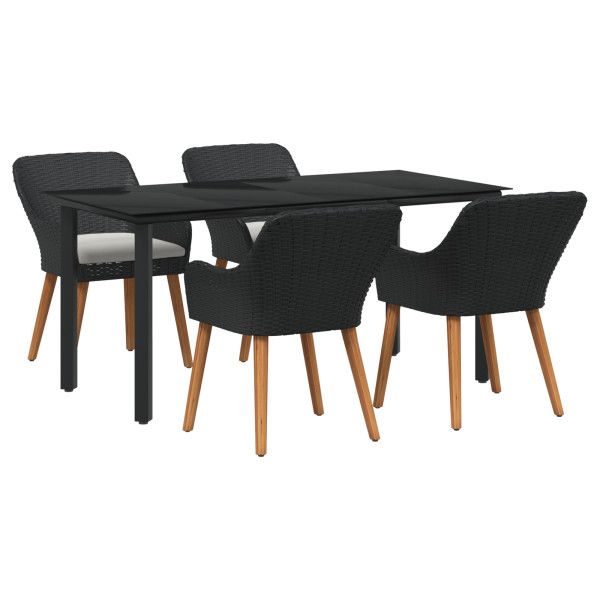 Conjunto de Jantar de 5 Peças Preto Rattan Sintético M 2