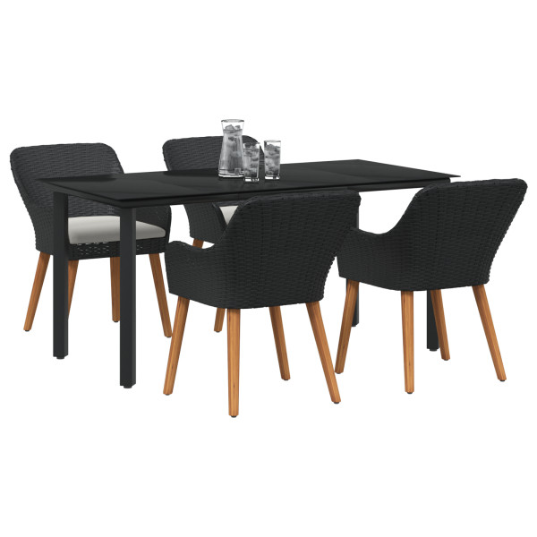 Conjunto de Jantar de 5 Peças Preto Rattan Sintético M 3