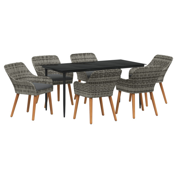Conjunto de Jantar de Jardim com 7 Peças em Rattan Cinza M 4