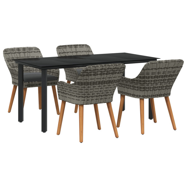 Conjunto de Jantar de Jardim com 5 Peças em Rattan Cinza M 4