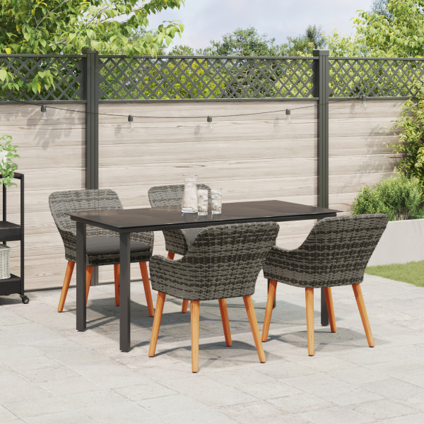 Conjunto de Jantar de Jardim com 5 Peças em Rattan Cinza M 5