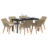 Juego de Comedor de Jardín de 7 Piezas Ratán Poliéster Beige 3