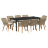 Conjunto de Comedor de Jardín de 9 Piezas Ratán Poli Beige 2