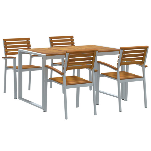 Conjunto de Comedor de Jardín de 5 Piezas de Madera Maciza de Acacia y Metal D