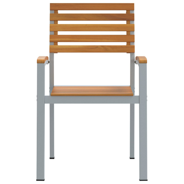Cadeiras Empilháveis para Jardim 6 pcs em Madeira Sólida de Acácia e Metal M 5