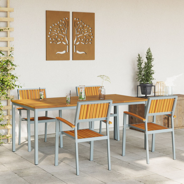 Conjunto de comedor de jardín de 5 piezas de madera maciza de acacia y metal M 3