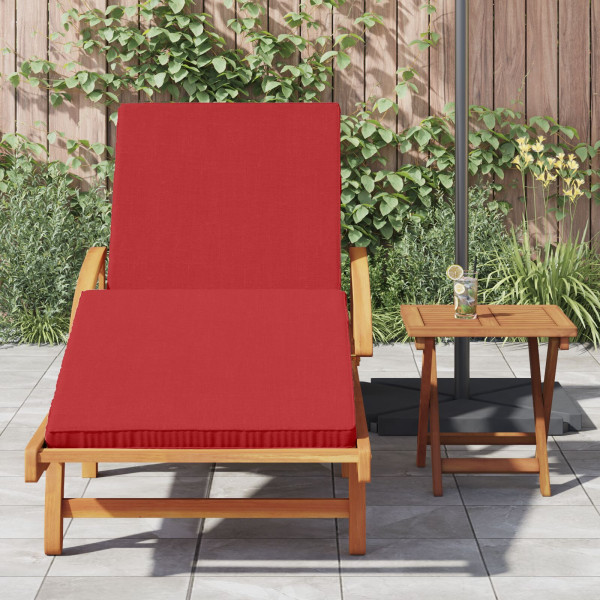 Tumbona con Cojín y Mesa en Madera Sólida Acacia Roja.  Tumbona Plegable con Ruedas y Cojín en Madera Sólida Acacia Roja M 3