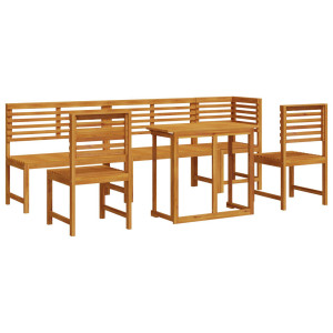 Set de comedor de jardín 6 piezas madera maciza de acacia H