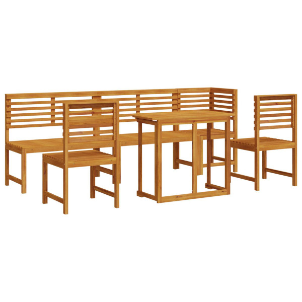 Set de comedor de jardín 6 piezas madera maciza de acacia M 2