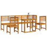 Set de comedor de jardín 6 piezas madera maciza de acacia 3