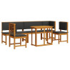 Set comedor de jardín 6 pzs con cojines madera maciza de acacia 2