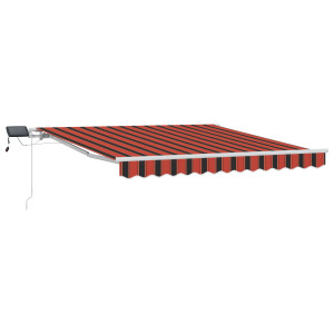 Toldo retráctil manual con LED Naranja y Marrón 300x250 cm H