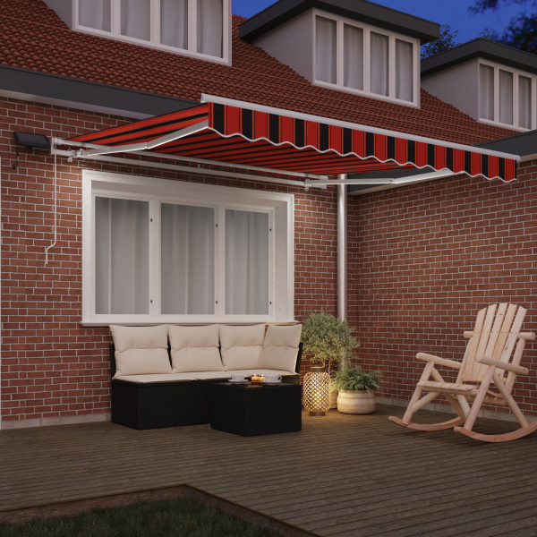 Toldo retráctil manual con LED Naranja y Marrón 300x250 cm M 4
