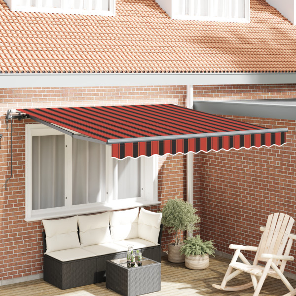 Toldo Retráctil Automático en Naranja y Marrón. 300x250 cm D