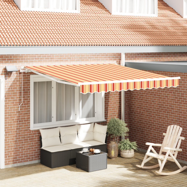 Toldo retráctil manual con LED amarillo y naranja 300x250 cm D