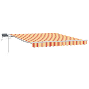 Toldo retráctil manual con LED amarillo y naranja 300x250 cm H