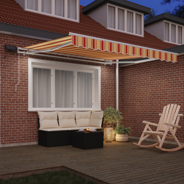 Toldo retráctil manual con LED amarillo y naranja 300x250 cm M 4