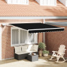 Toldo Retráctil Manual con LED Negro 300x250 cm.  Tela de Reemplazo para Toldo de 3x2.5 m Marco Negro 1