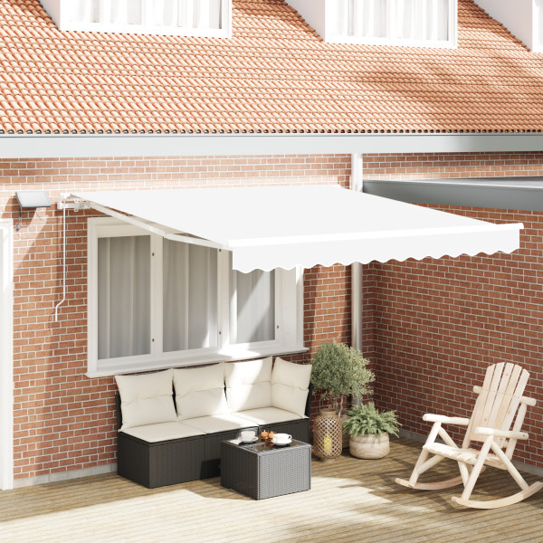Toldo Manual Retráctil con LED Blanco 300x250 cm.  Tela de Repuesto para Toldo de 3x2.5 m Blanco D