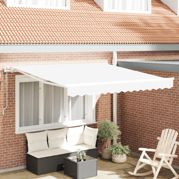 Toldo Retráctil Automático Blanco 300x250 cm.  Tela de Repuesto para Toldo de 3x2.5 m Marco Blanco D