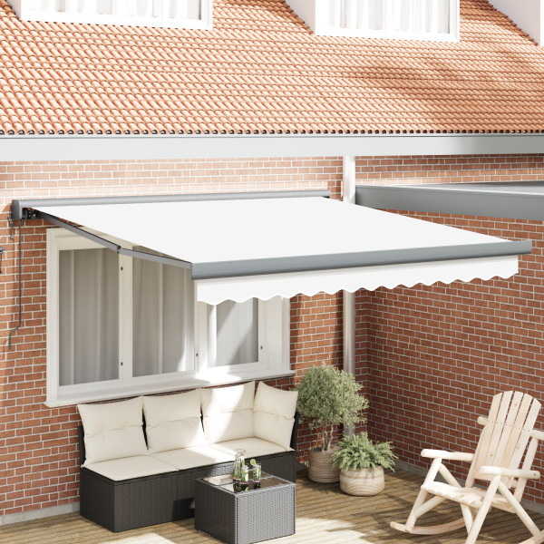 Toldo Retráctil Automático Blanco 300x250 cm. Tela de reemplazo para toldo  para estructura de 3x2.5 m Blanca D