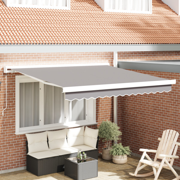 Toldo Retráctil Manual Gris Claro 300x250 cm.  Tela de Repuesto para Toldo de 3x2.5 m Estructura Gris Claro D