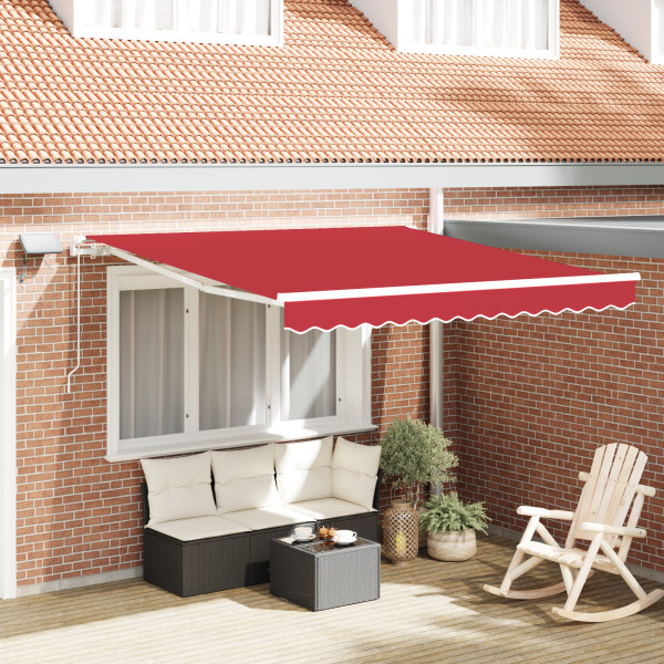 Toldo Retráctil Manual con LED Rojo 300x250 cm.  Tela de Repuesto para Toldo de 3x2.5 m Rojo D