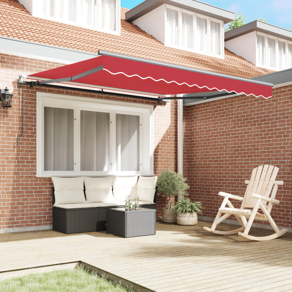 Toldo Retráctil Automático  Rojo 300x250 cm. Tela de Repuesto para Toldo  de 3x2.5 m Rojo M 4