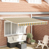 Toldo Retráctil Automático  Verde y Amarillo 300x250 cm. Tela de Reemplazo para Toldo  de 3x2.5 m Verde y Amarillo 1