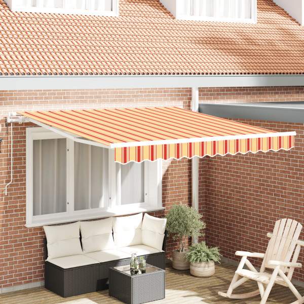 Toldo retráctil automático amarillo y naranja 350x250 cm D