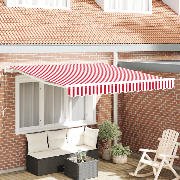 Toldo Retráctil Automático Rayas Rojas y Blancas 350x250 cm D