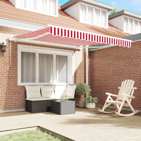 Toldo Retrátil Vermelho e branco 350 x 250 cm Vermelho e branco M 4