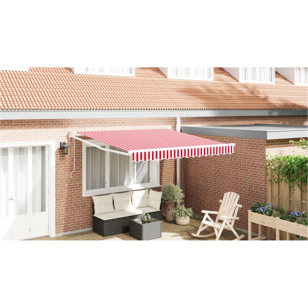 Toldo Retráctil Automático Rayas Rojas y Blancas 350x250 cm D
