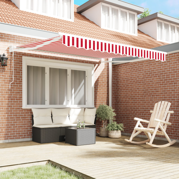 Toldo Retrátil Automático Listrado Vermelho e Branco 350x250 cm M 4