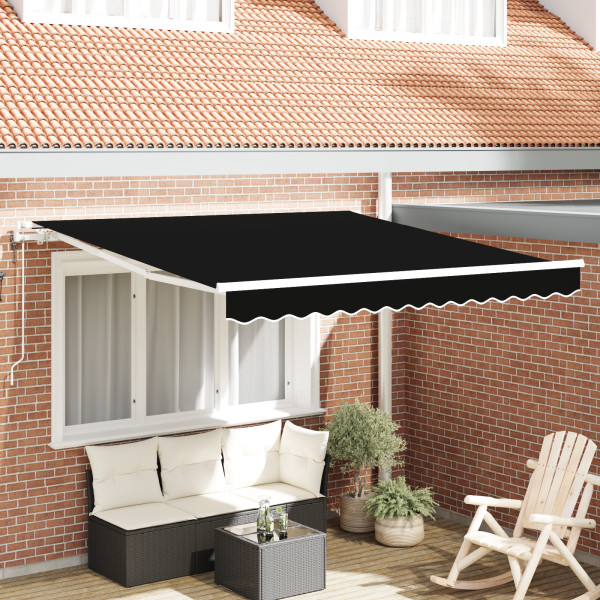 Toldo Retráctil Automático Negro 350x250 cm.  Tela de reemplazo para toldo de marco de 3.5x2.5 m Negro D