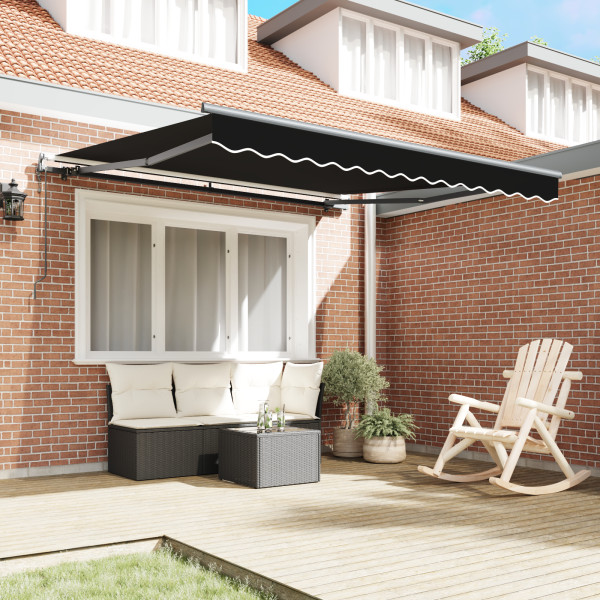 Toldo Retráctil Automático  Negro 350x250 cm. Tela de Reemplazo para Toldo  para Marco de 3.5x2.5 m Negro M 4