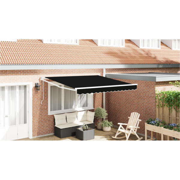 Toldo Retráctil Automático  Negro 350x250 cm. Tela de Reemplazo para Toldo  para Marco de 3.5x2.5 m Negro D
