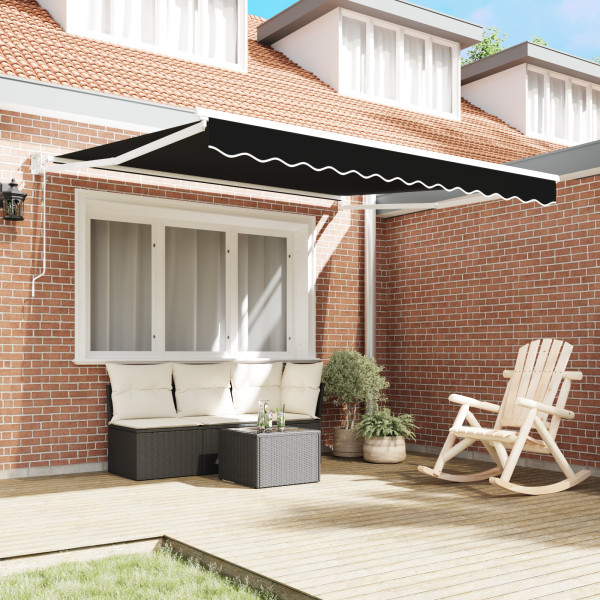 Toldo Retráctil Automático  Negro 350x250 cm. Tela de Reemplazo para Toldo  para Marco de 3.5x2.5 m Negro M 4