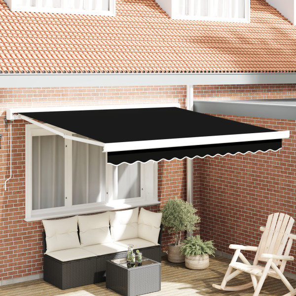 Toldo Retráctil Automático Negro 350x250 cm.  Tela de Reemplazo para Toldo de 3.5x2.5 m Marco Negro D