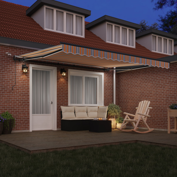 Toldo Retráctil Automático con Raya Multicolor LED 400x300 cm M 4