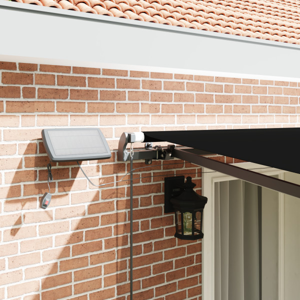 Toldo Retráctil Manual  con LED Negro 400x300 cm. Tela de Repuesto para Toldo  para marco de 4x3 m Negro M 5