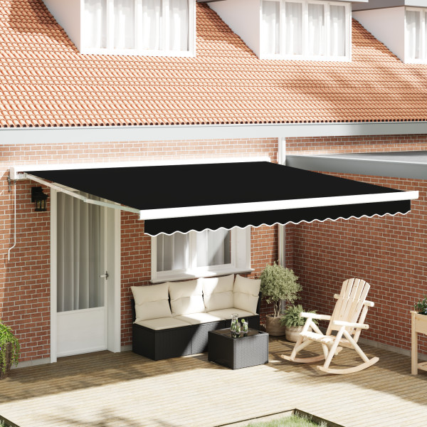 Toldo Retráctil Automático  Negro 400x300 cm. Tela de Reemplazo para Toldo  de 4x3 m Negro D