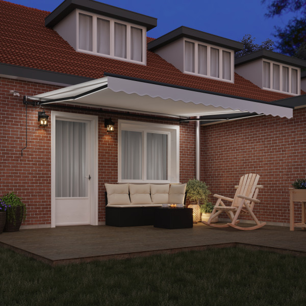 Toldo Retráctil Automático  con LED Blanco 400x300 cm. Tela de Reemplazo para Toldo  de 4x3 m Blanco M 4