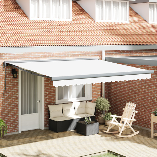 Toldo Retráctil Automático Blanco 400x300 cm.  Tela de Reemplazo para Toldo de 4x3 m Blanco D