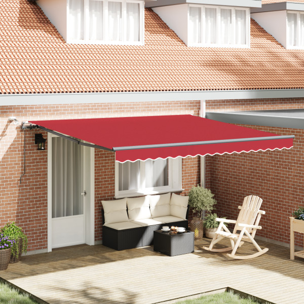 Toldo Retráctil Automático  con LED Rojo 400x300 cm. Tejido de Reemplazo para Toldo  de 4x3 m Rojo D