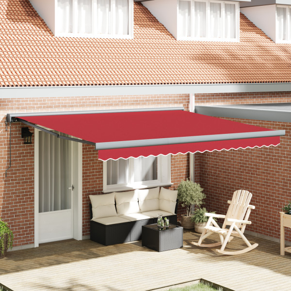 Toldo Retráctil Automático Rojo 400x300 cm.  Tela de Reemplazo para Toldo de 4x3 m Rojo D