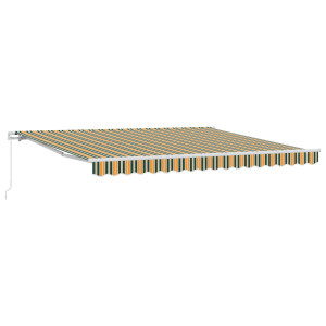 Toldo Retráctil Manual Verde y Amarillo 400x300 cm.  Tela de Reemplazo para Toldo de 4x3 m Marco Verde y Amarillo H