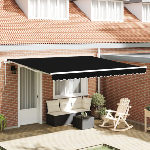 Toldo Retráctil Manual Negro 400x350 cm. Tela de Reemplazo para Toldo  de 4x3.5 m Marco Negro D